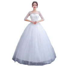 Elegant Half Sleeves Bridal Gowns Wedding Dress Illusion O-neck Sexy Simple Cheap Wedding Bridal Gowns Made in China